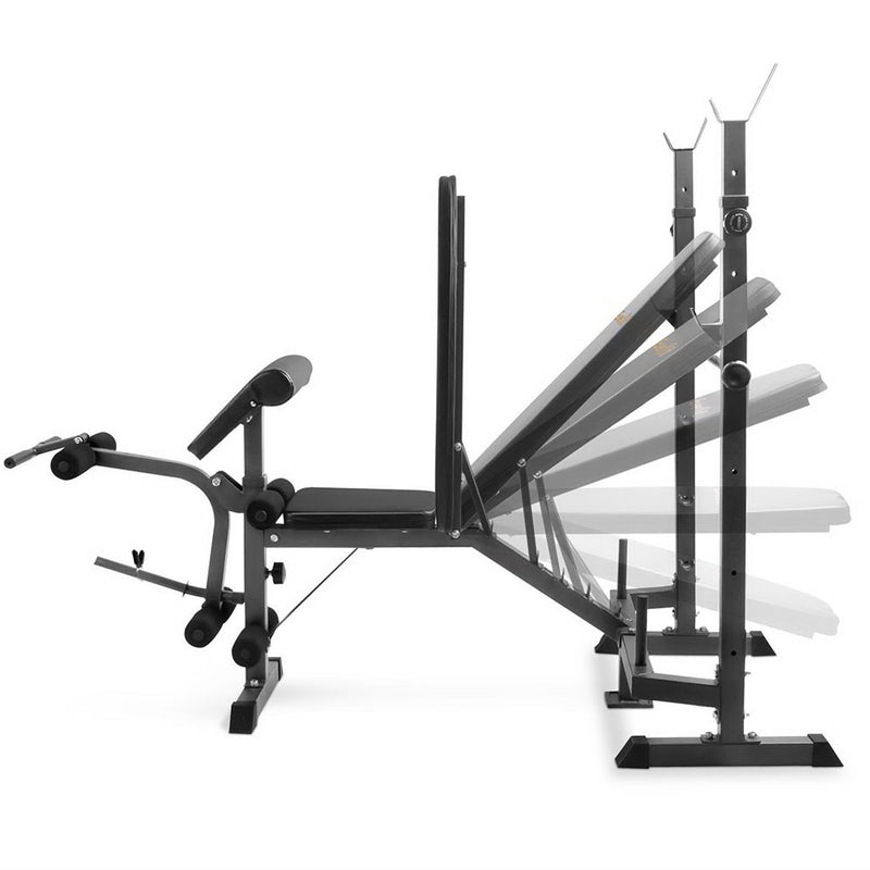 Everfit Multi-Station Weight Bench Press Fitness 58KG Barbell Set Incline Black - Sale Now