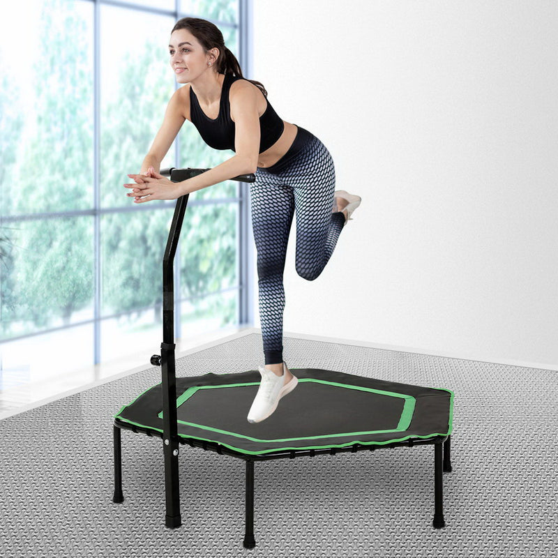 Everfit 48" Mini Trampoline Rebounder Handrail Fitness Exercise Jogger Cardio Workout - Sale Now