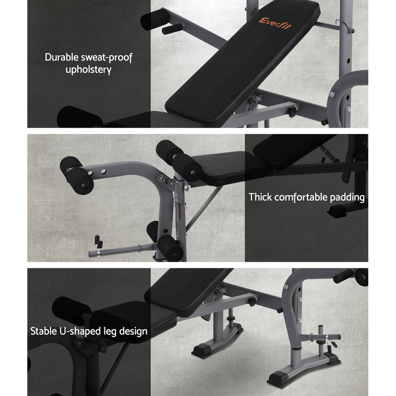 Everfit Multi Station Weight Bench Press Fitness Weights Equipment Incline Black - Sale Now