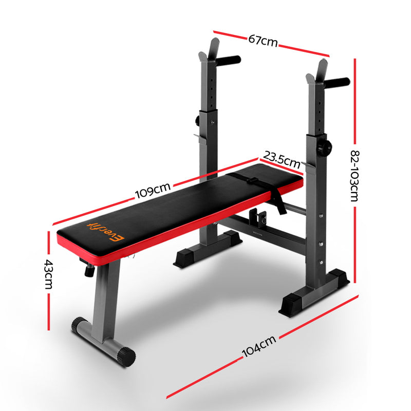 Everfit Multi-Station Weight Bench Press Weights Equipment Fitness Home Gym Red - Sale Now