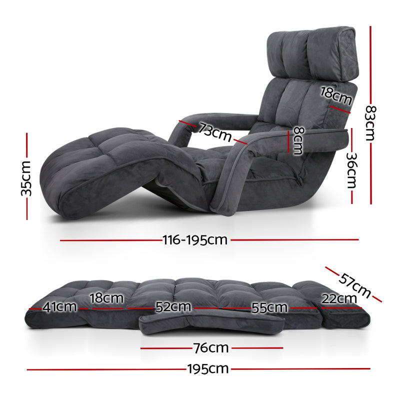 Artiss Adjustable Lounger with Arms - Charcoal - Sale Now