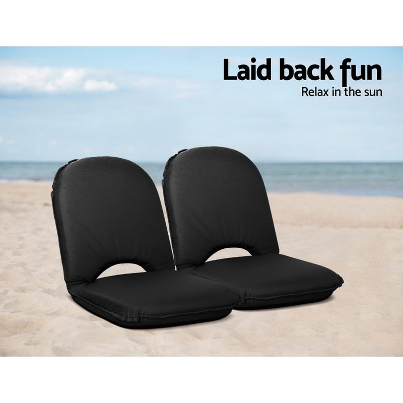 Artiss Foldable Beach Sun Picnic Seat - Black - Sale Now