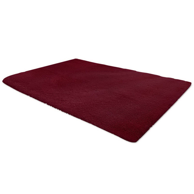 Artiss Ultra Soft Shaggy Rug Large 200x230cm Floor Carpet AntiUnbrandedslip Area Rugs Burgundy - Sale Now
