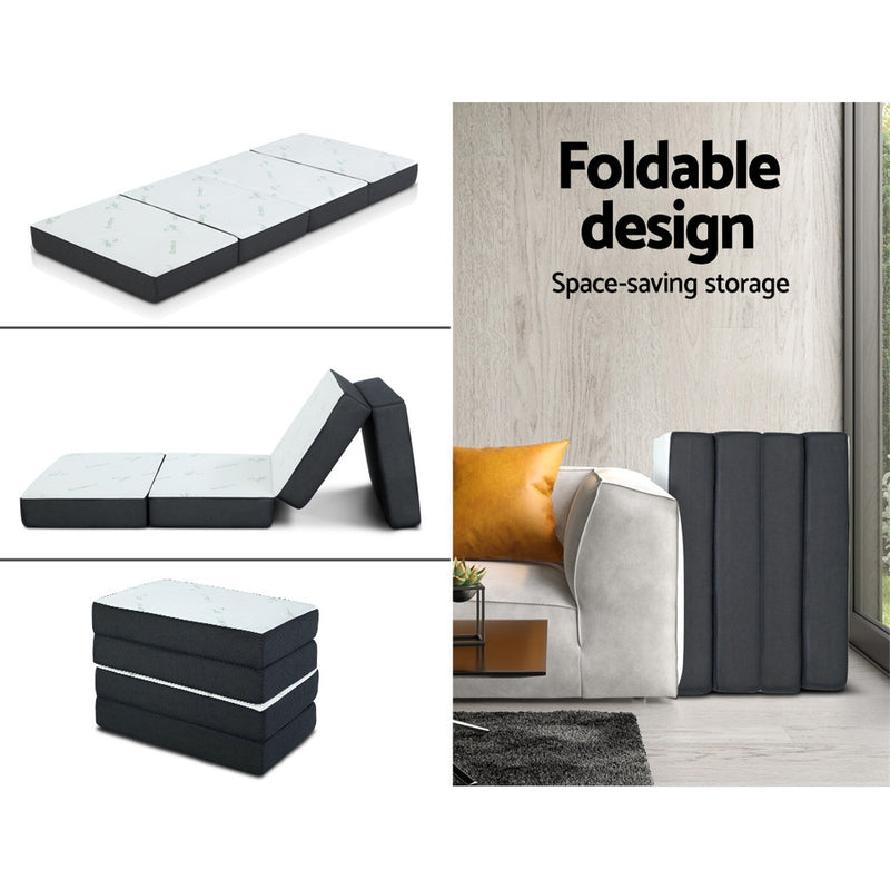 Giselle Bedding Portable Mattress Folding Foldable Foam Floor Bed Tri Fold 180cm - Sale Now