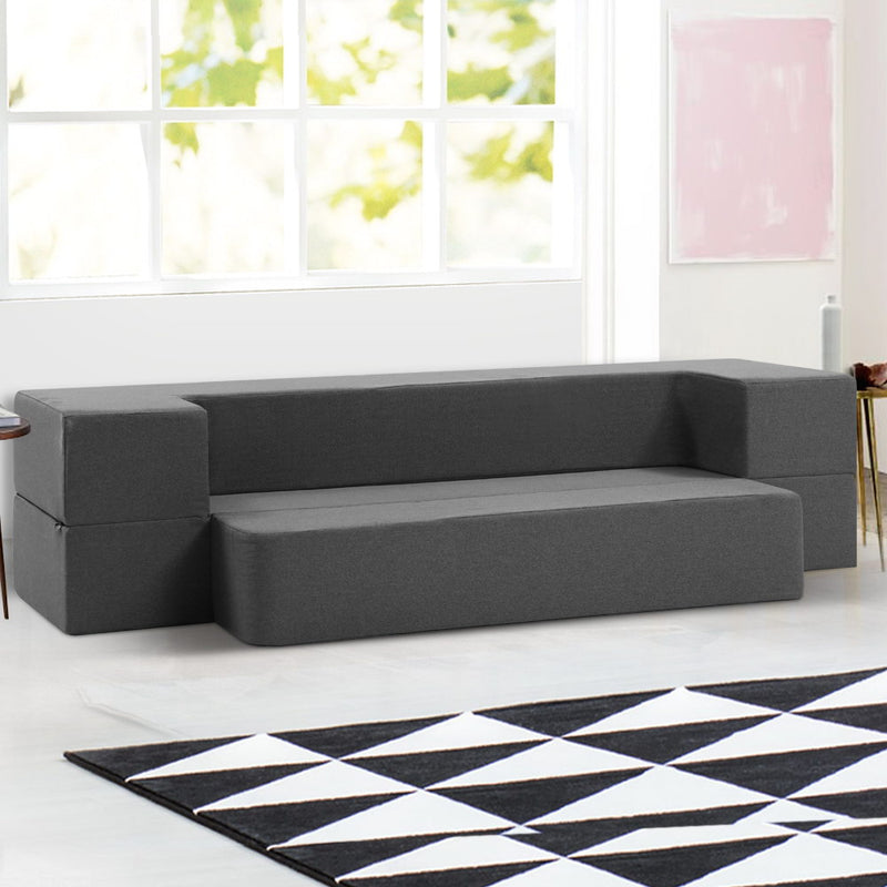 Giselle Bedding Portable Sofa Bed Folding Mattress Lounger Chair Ottoman Grey - Sale Now