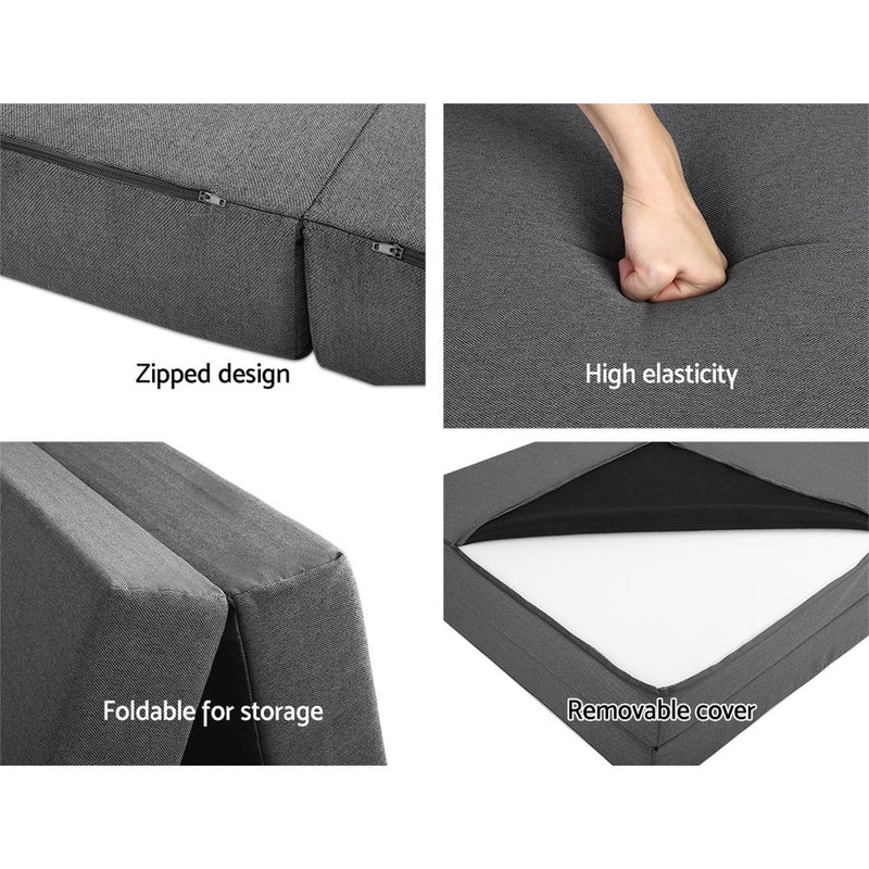 Giselle Bedding Double Size Folding Foam Mattress Portable Bed Mat Dark Grey - Sale Now