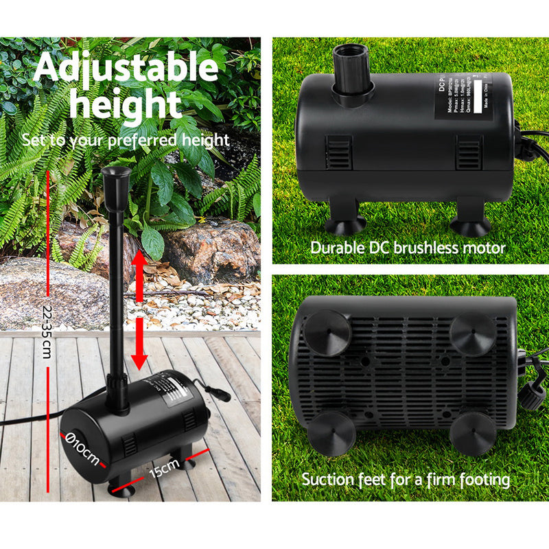 Gardeon 650L/H Submersible Fountain Pump with Solar Panel - Sale Now