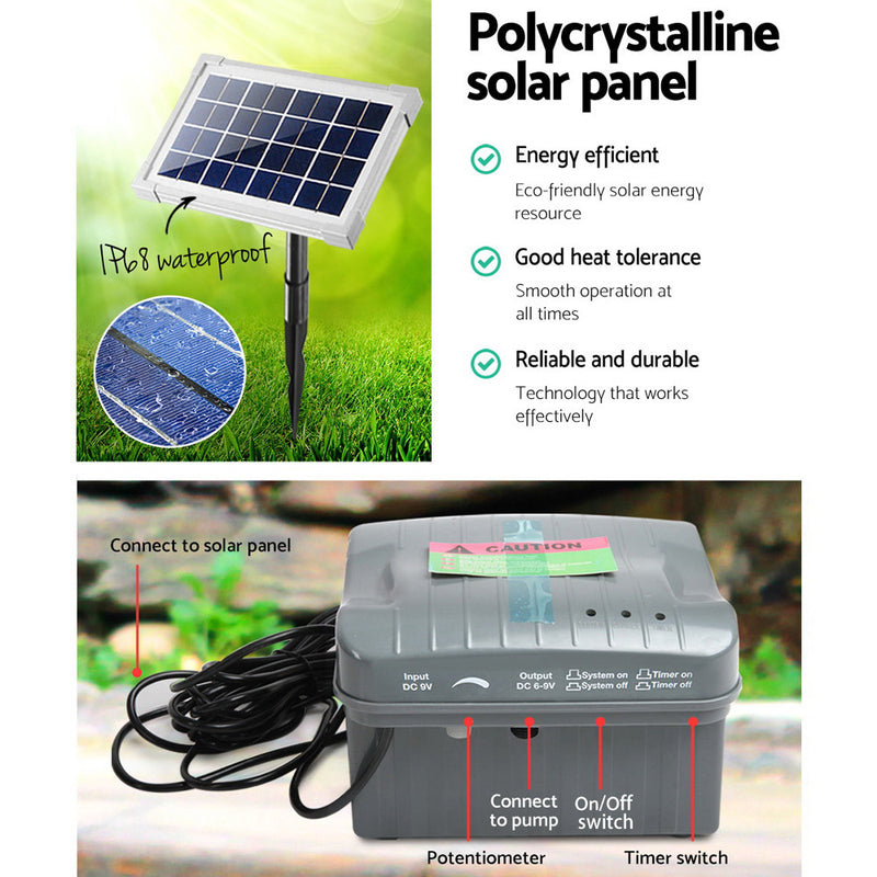 Gardeon 330L/H Submersible Fountain Pump with Solar Panel - Sale Now