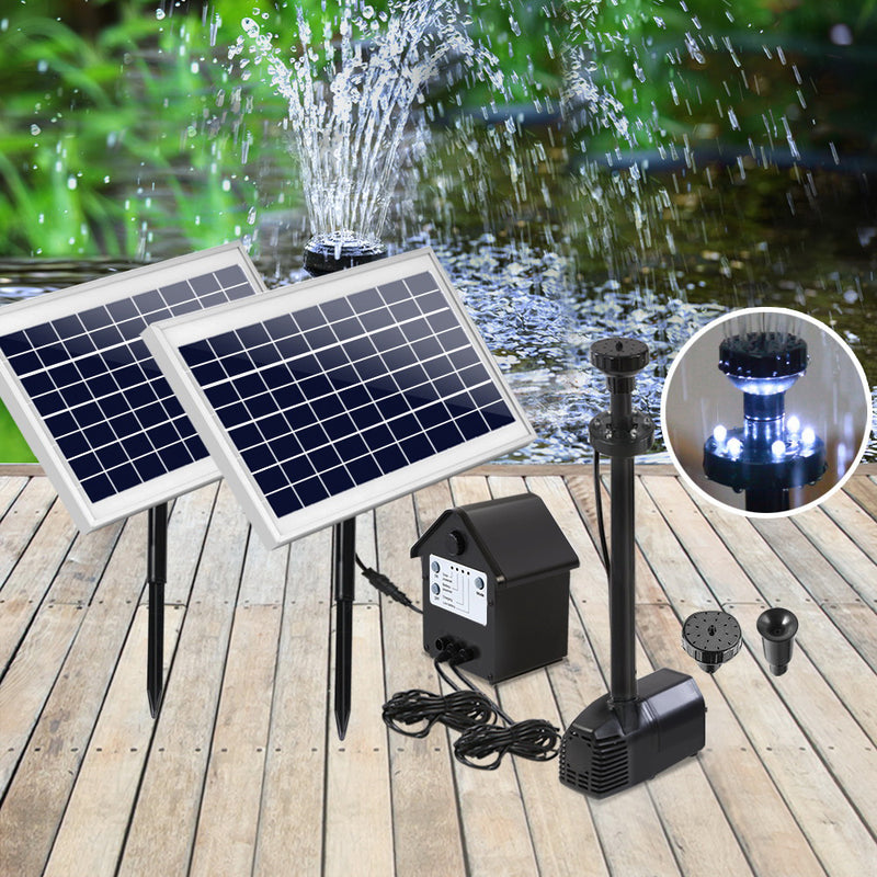Gardeon 110W LED Lights Solar Fountain with Battery Outdoor Fountains Submersible Water Pump - Sale Now