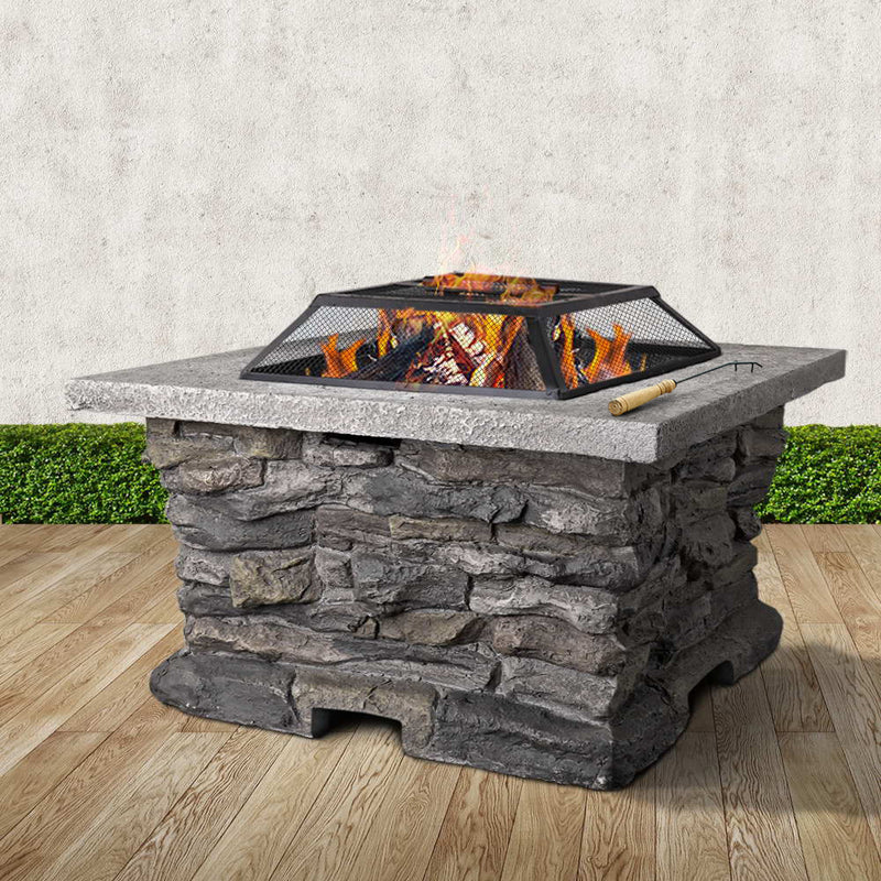 Grillz Stone Base Outdoor Patio Heater Fire Pit Table - Sale Now