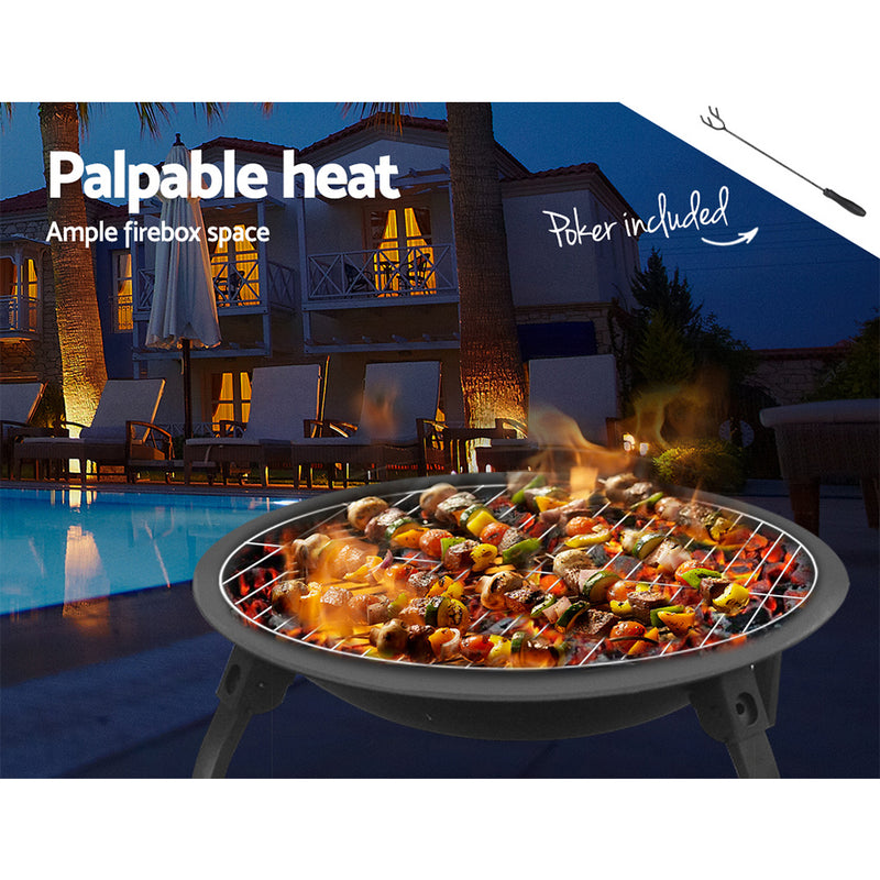 Grillz 22 Inch Portable Foldable Outdoor Fire Pit Fireplace - Sale Now