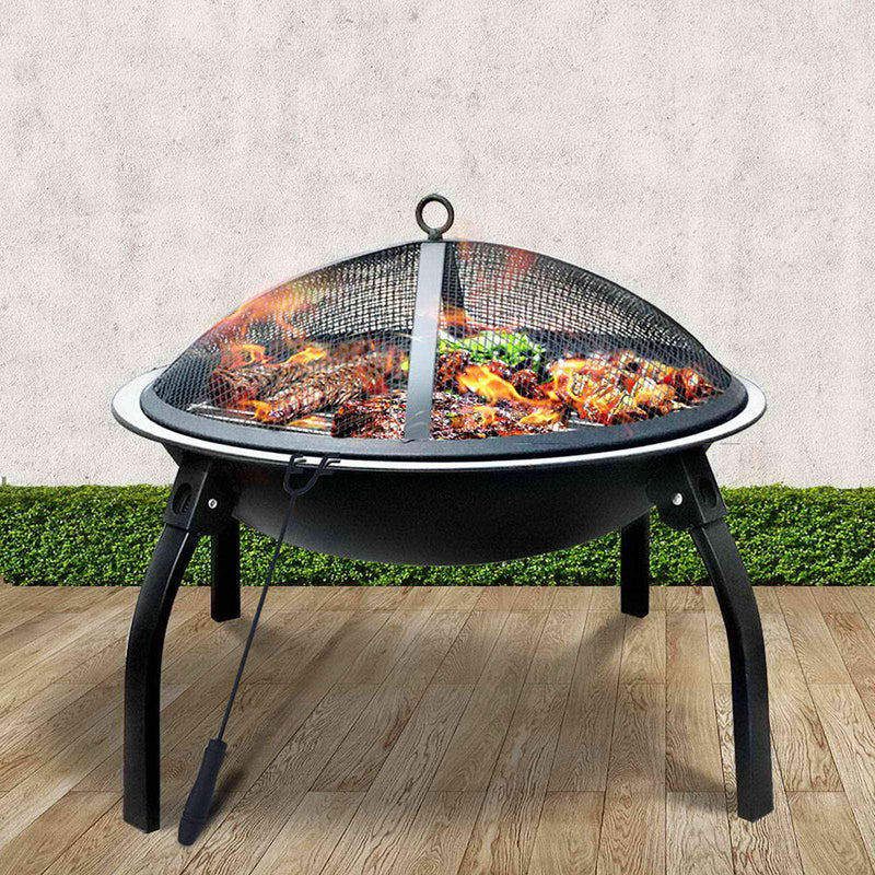 Grillz 22 Inch Portable Foldable Outdoor Fire Pit Fireplace - Sale Now