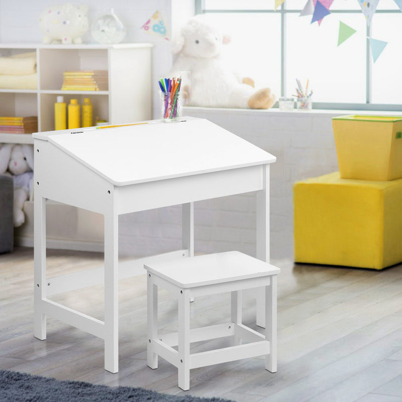 Keezi Kids Table and Chairs Set Children Drawing Writing Desk Storage Toys Play - Sale Now