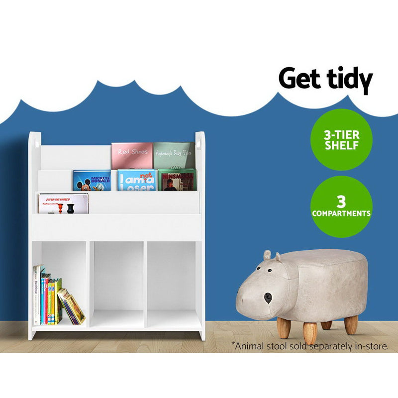 Keezi Kids Bookcase Childrens Bookshelf Display Cabinet Toys Storage Organizer - Sale Now