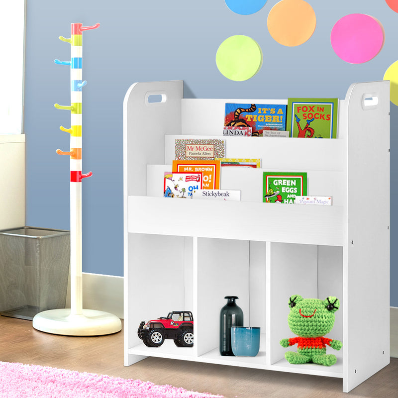 Keezi Kids Bookcase Childrens Bookshelf Display Cabinet Toys Storage Organizer - Sale Now