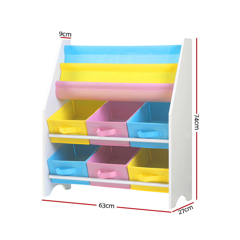 Keezi Kids Bookcase Childrens Bookshelf Toy Storage Organizer 2 Tiers Shelves - Sale Now