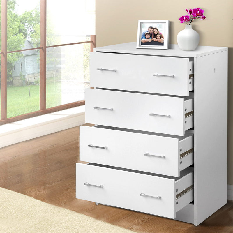 Artiss Tallboy 4 Drawers Storage Cabinet - White - Sale Now