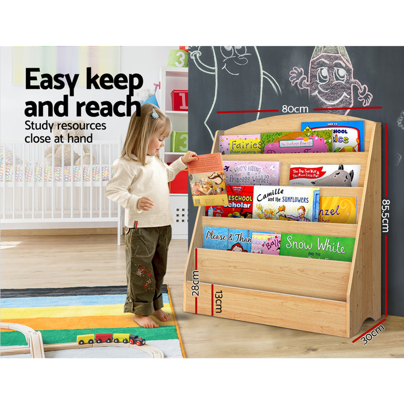 Keezi 5 Tiers Kids Bookshelf Magazine Shelf Rack Organiser Bookcase Display - Sale Now