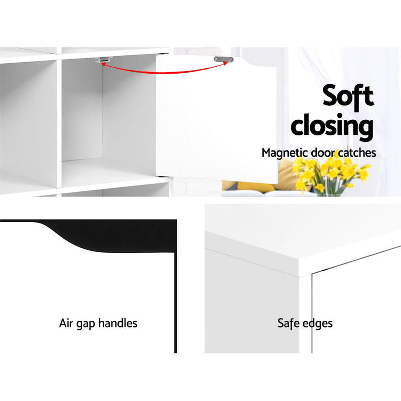 Artiss Display Shelf 8 Cube Storage 4 Door Cabinet Organiser Bookshelf Unit White - Sale Now