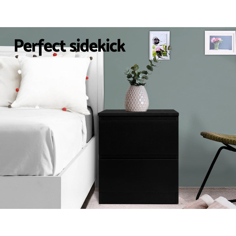 Artiss Bedside Tables Drawers Side Table Bedroom Furniture Nightstand Black Lamp - Sale Now