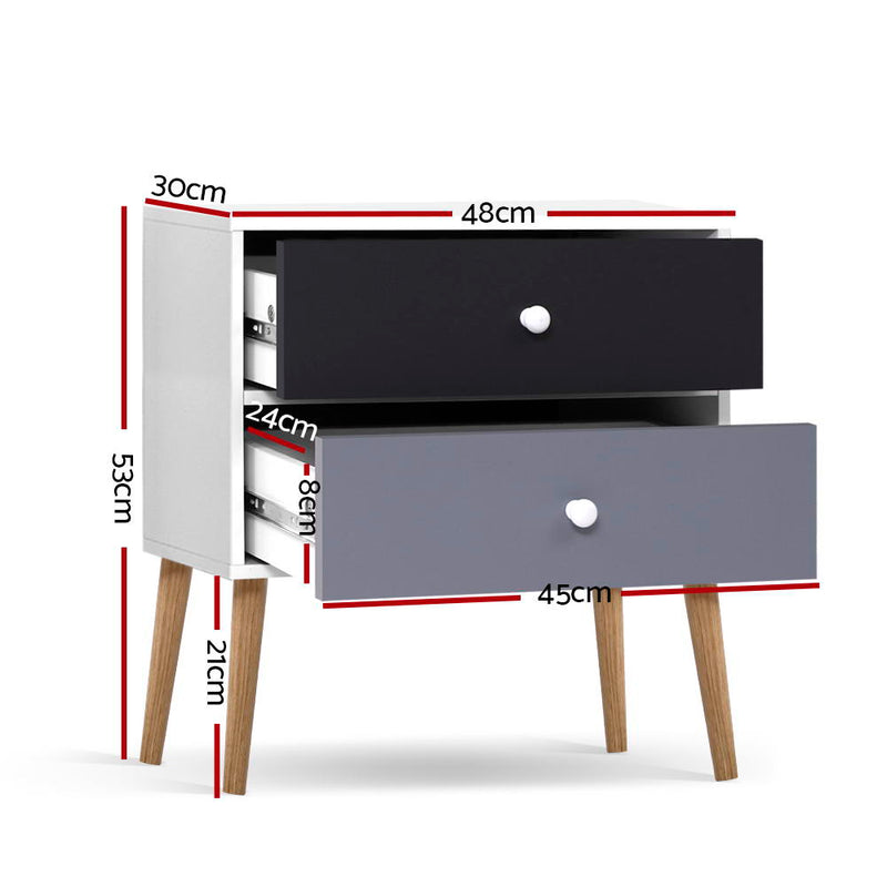 Artiss Bedside Tables Drawers Side Table Nightstand Lamp Side Storage Cabinet - Sale Now