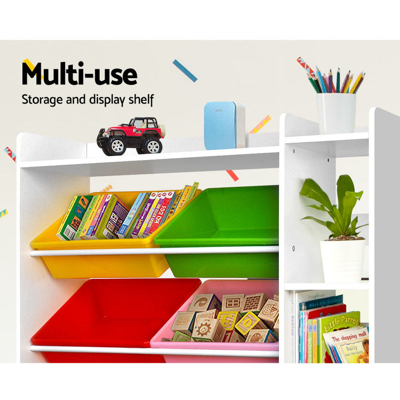 Keezi 8 Bins Kids Toy Box Storage Organiser Display Bookshelf Drawer Cabinet - Sale Now