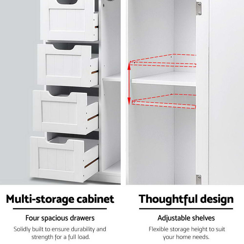 Artiss Bathroom Tallboy Storage Cabinet - White - Sale Now