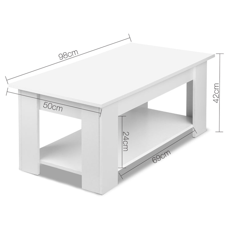 Artiss Lift Up Top Mechanical Coffee Table - White - Sale Now