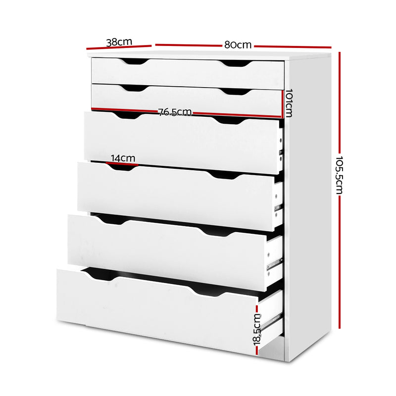 Artiss 6 Chest of Drawers Tallboy Cabinet Storage Dresser Table Bedroom Storage - Sale Now