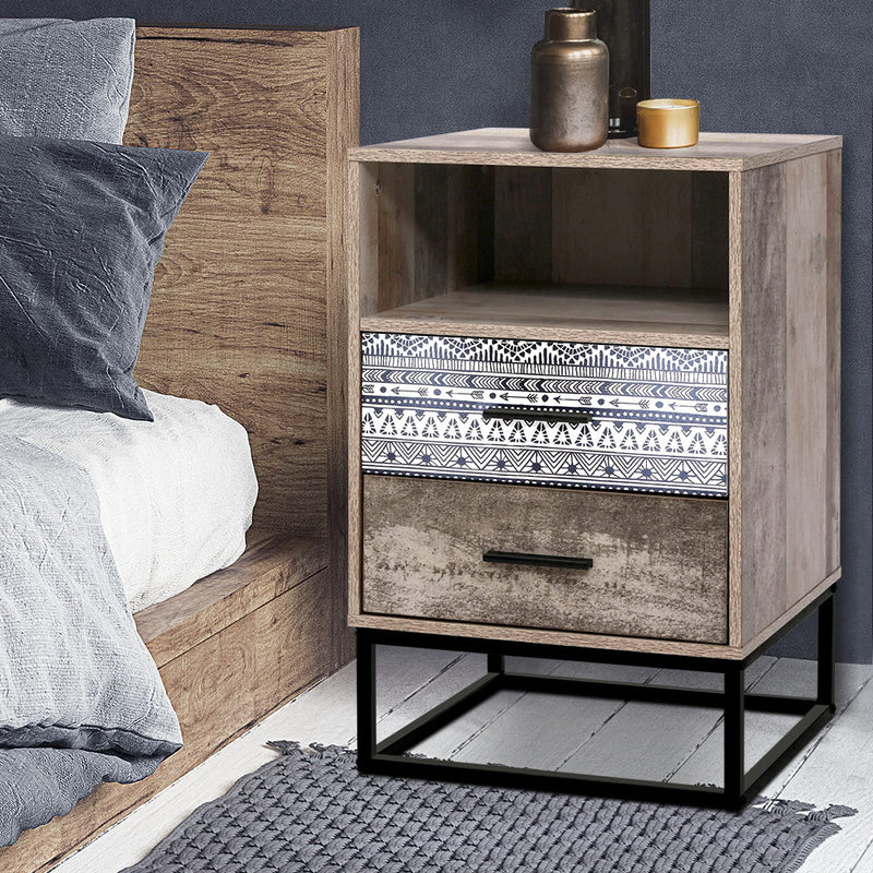 Artiss Bedside Tables Drawers Side Table Wood Nightstand Storage Cabinet Unit - Sale Now