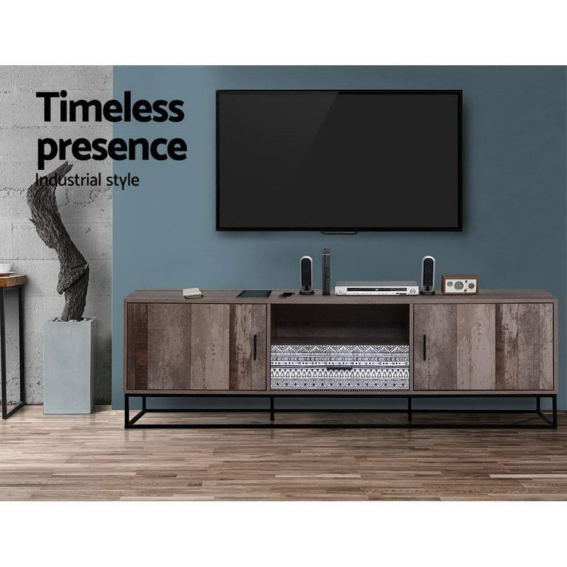 Artiss TV Cabinet Entertainment Unit Stand Storage Wooden Industrial Rustic 180cm - Sale Now