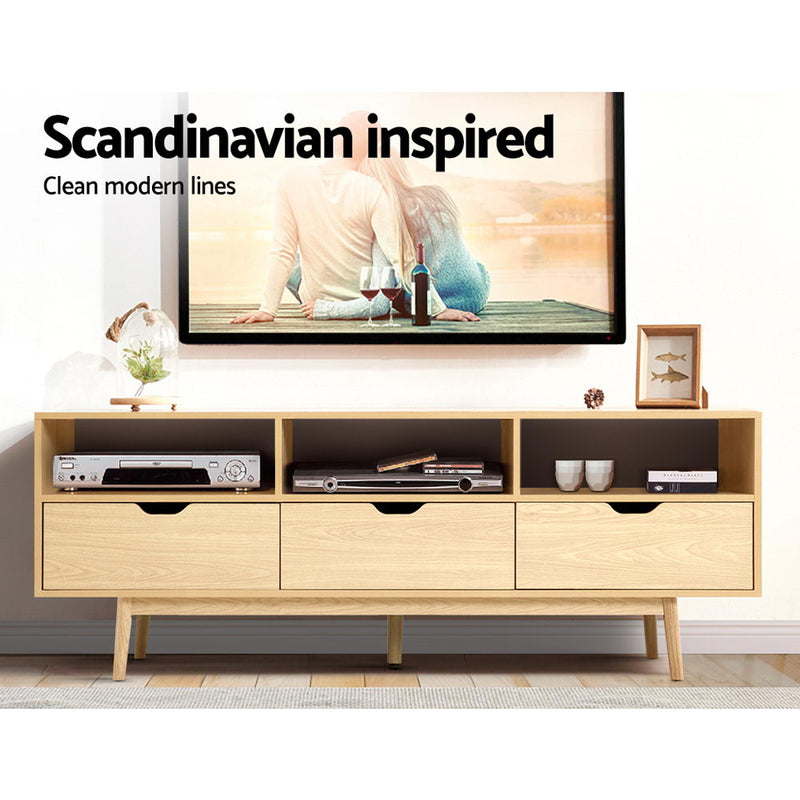 Artiss Wooden Scandinavian Entertainment Unit - Natural - Sale Now