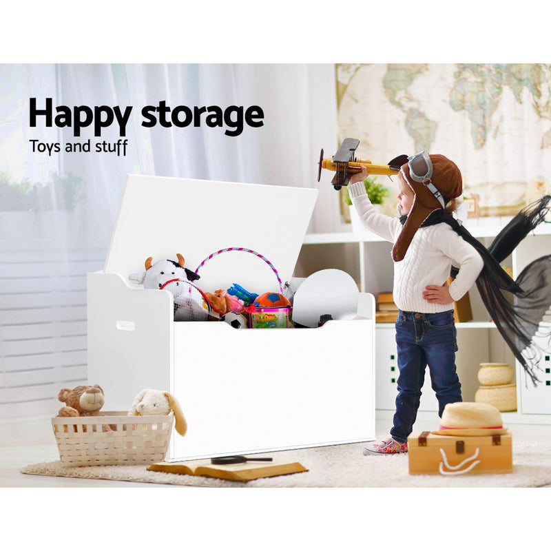 Keezi Kids Toy Box Storage Cabinet Chest Blanket Children Clothes Organiser White - Sale Now