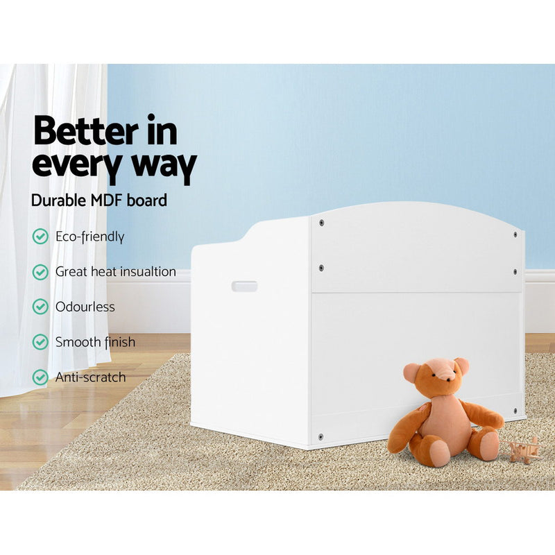 Keezi Kids Toy Box Storage Cabinet Chest Blanket Children Clothes Organiser White - Sale Now