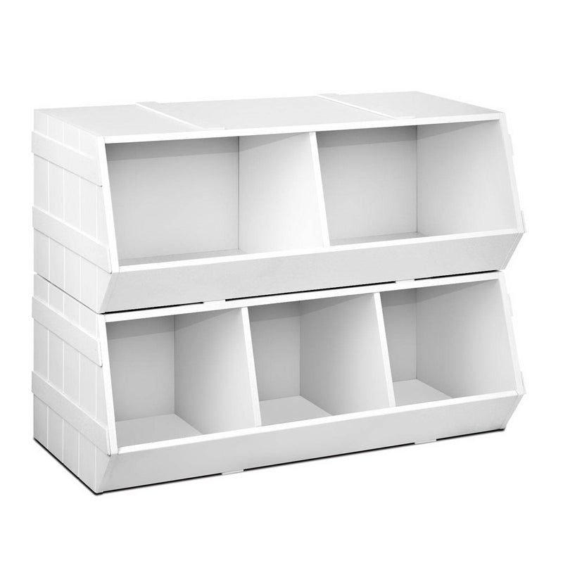 Keezi Kids Toy Box Bookshelf Storage Cabinet Stackable Bookcase Shelf Organiser