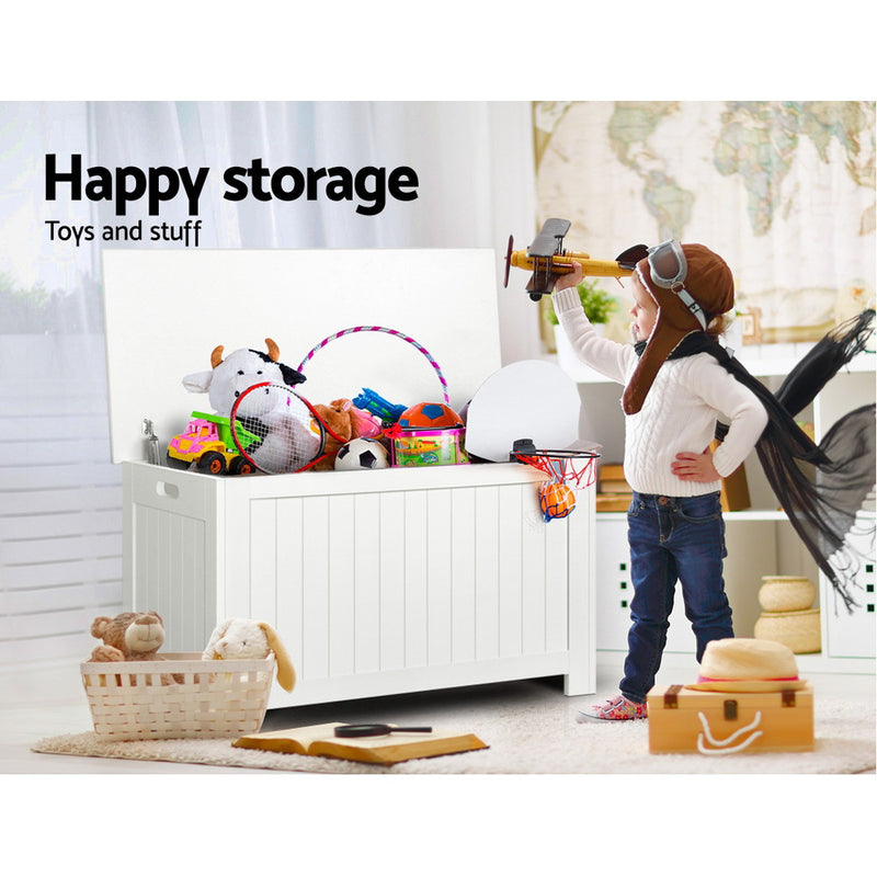 Keezi Kids Toy Box Storage Chest Cabinet Children Organiser White Container - Sale Now