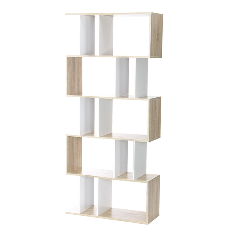 Artiss 5 Tier Display Book Storage Shelf Unit - White Brown - Sale Now
