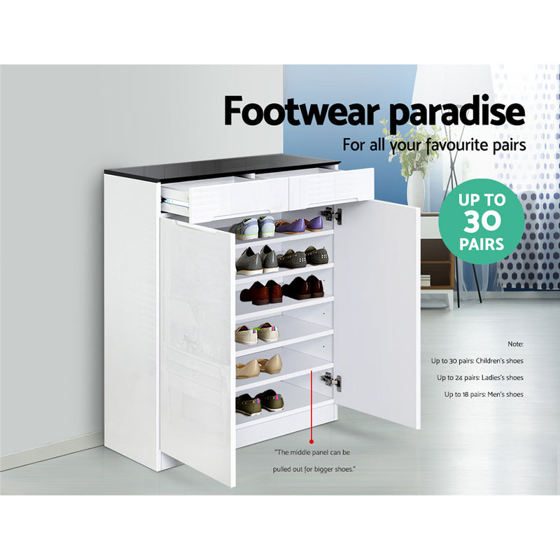Artiss High Gloss Shoe Cabinet Rack- Black & White - Sale Now