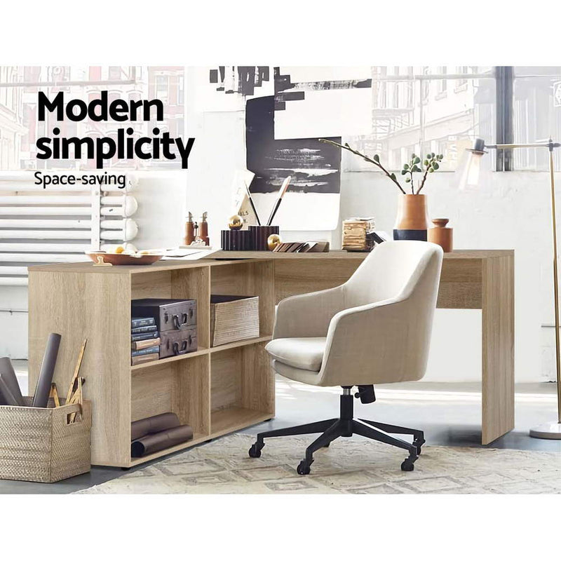 Artiss Office Computer Desk Corner Study Table Workstation Bookcase Storage - Sale Now