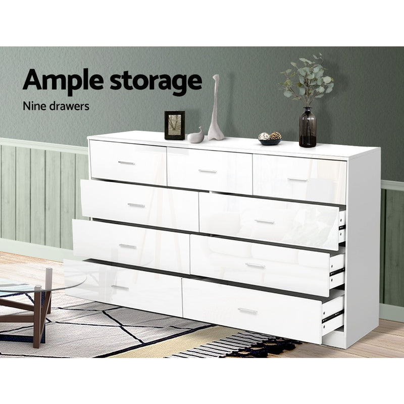 Artiss 9 Chest of Drawers Cabinet Dresser Table Lowboy Storage Bedroom - Sale Now
