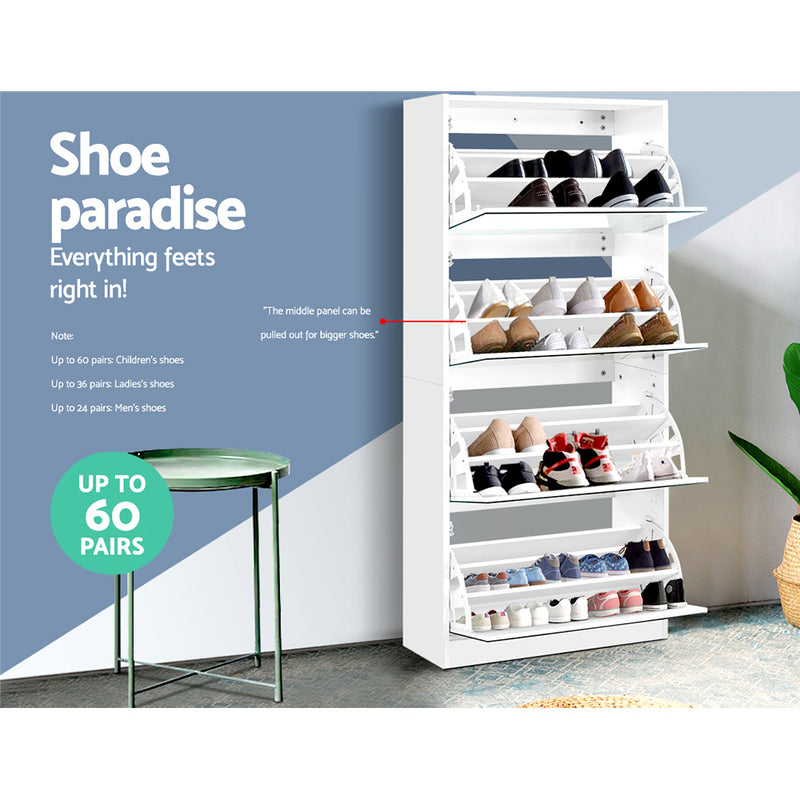 Artiss Shoe Cabinet Mirror Shoes Storage Rack Organiser 60 Pairs Cupboard Shelf - Sale Now