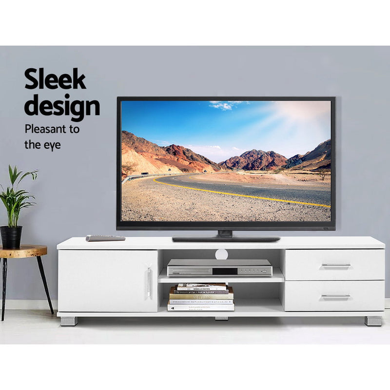 Artiss 120cm TV Stand Entertainment Unit Storage Cabinet Drawers Shelf White - Sale Now