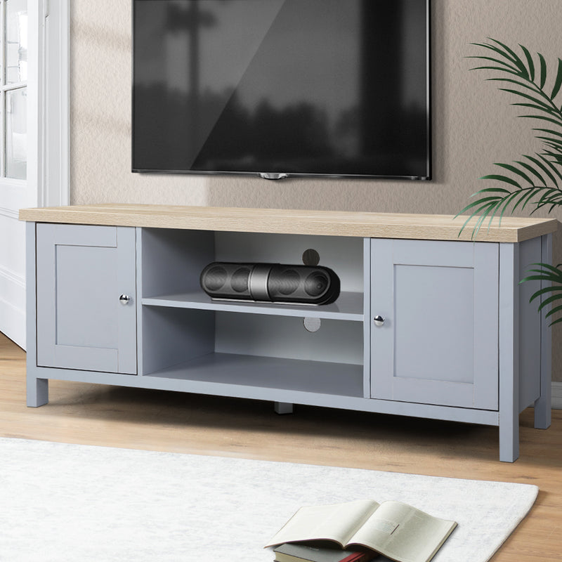 Artiss TV Cabinet Entertainment Unit Stand French Provincial Storage Shelf Wooden 130cm Grey - Sale Now