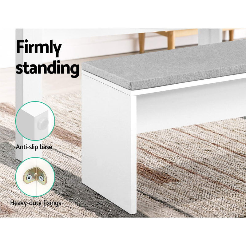 Artiss Dining Bench Upholstery Seat Stool Chair Cushion Furniture White 90cm - Sale Now