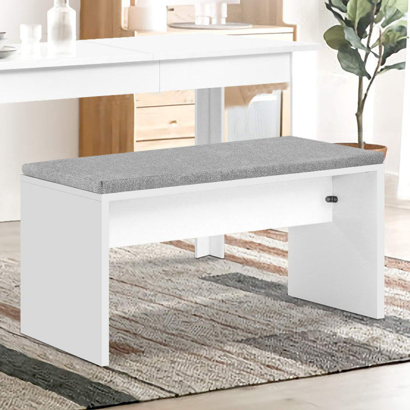 Artiss Dining Bench Upholstery Seat Stool Chair Cushion Furniture White 90cm - Sale Now