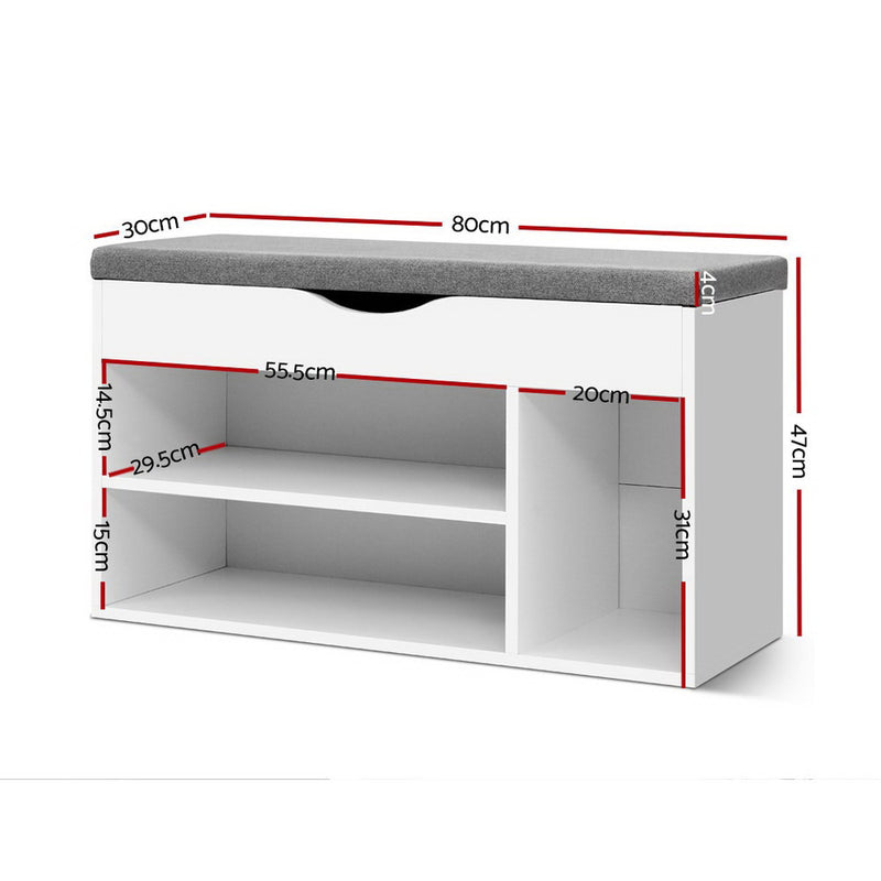 Artiss Shoe Cabinet Bench Shoes Organiser Storage Rack Shelf White Cupboard Box - Sale Now