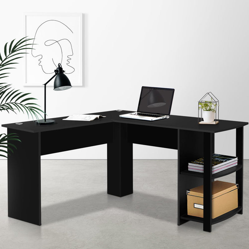 Artiss Office Computer Desk Corner Student Study Table Workstation L-Shape Black - Sale Now