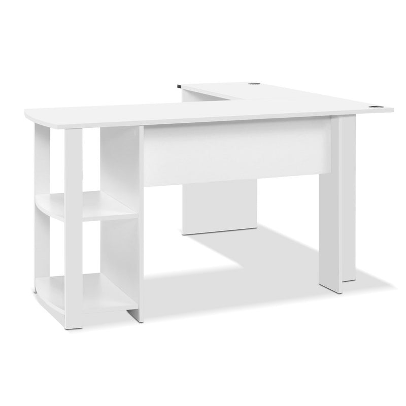 Artiss Office Computer Desk Corner Student Study Table Workstation L-Shape Shelf White - Sale Now