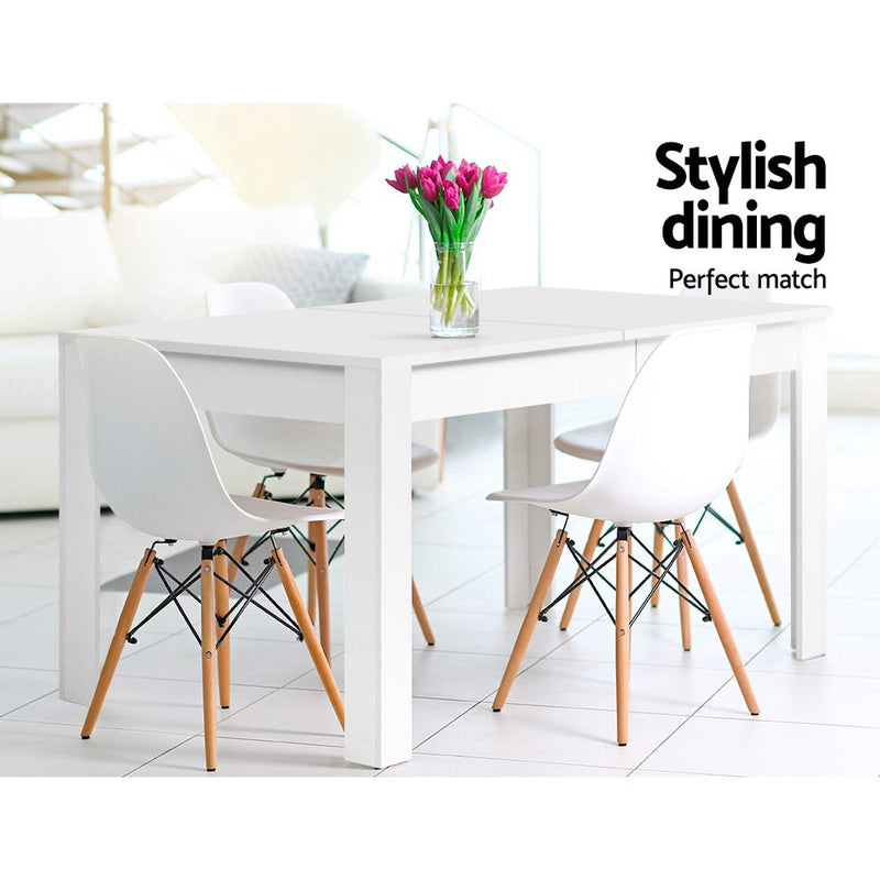 Artiss Dining Table 4 Seater Wooden Kitchen Tables White 120cm Cafe Restaurant - Sale Now