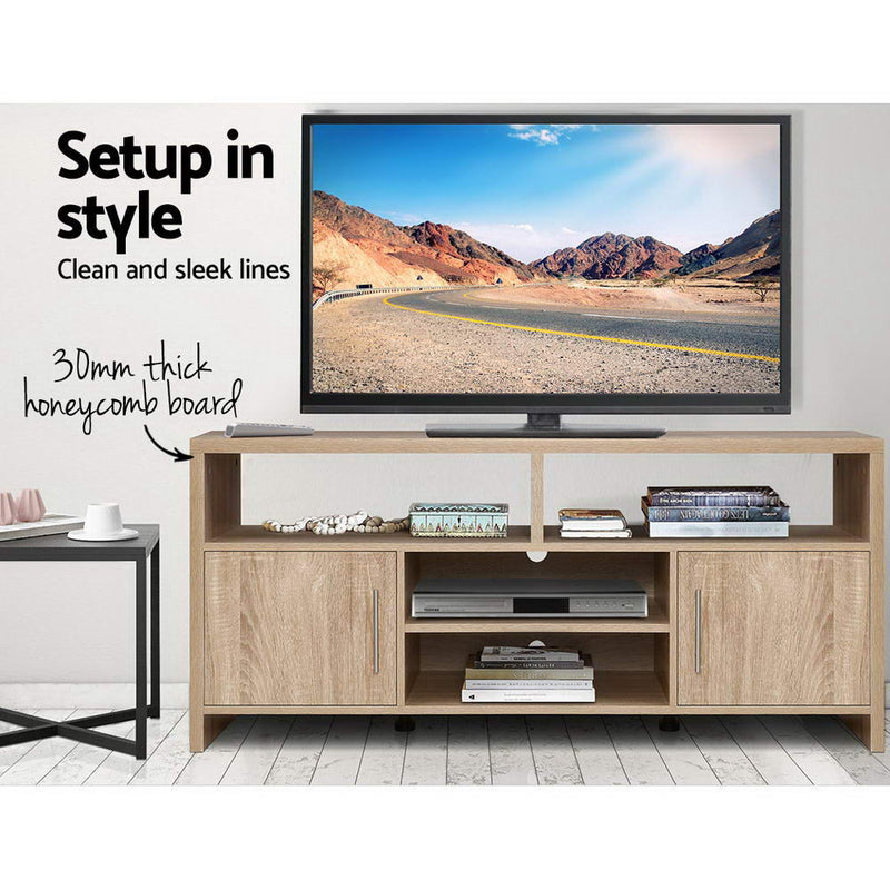 Artiss TV Cabinet Entertainment Unit Stand Storage Shelf Sideboard 140cm Oak - Sale Now
